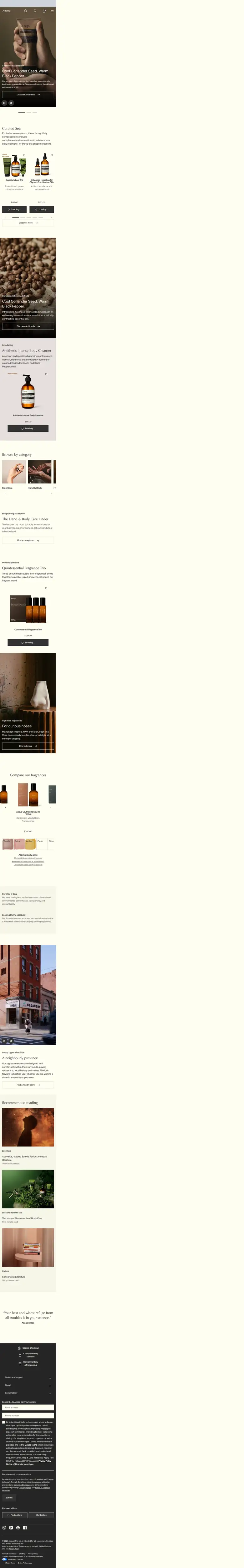 Captura completa de aesop.com en móvil