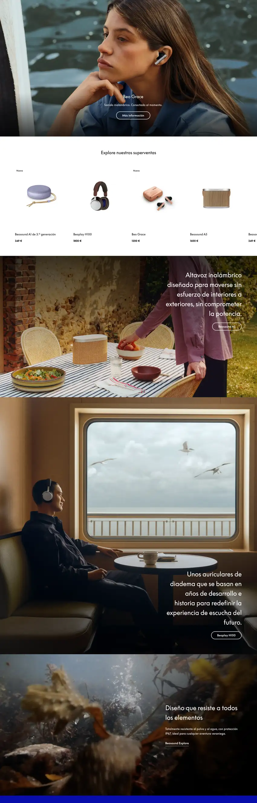 Captura de la web de Bang & Olufsen