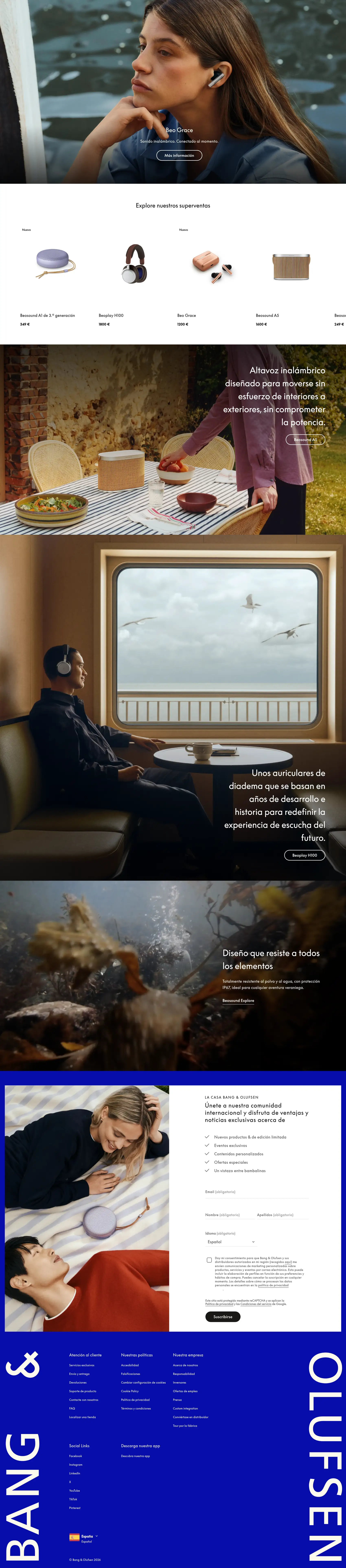 Captura completa de bang-olufsen.com en escritorio