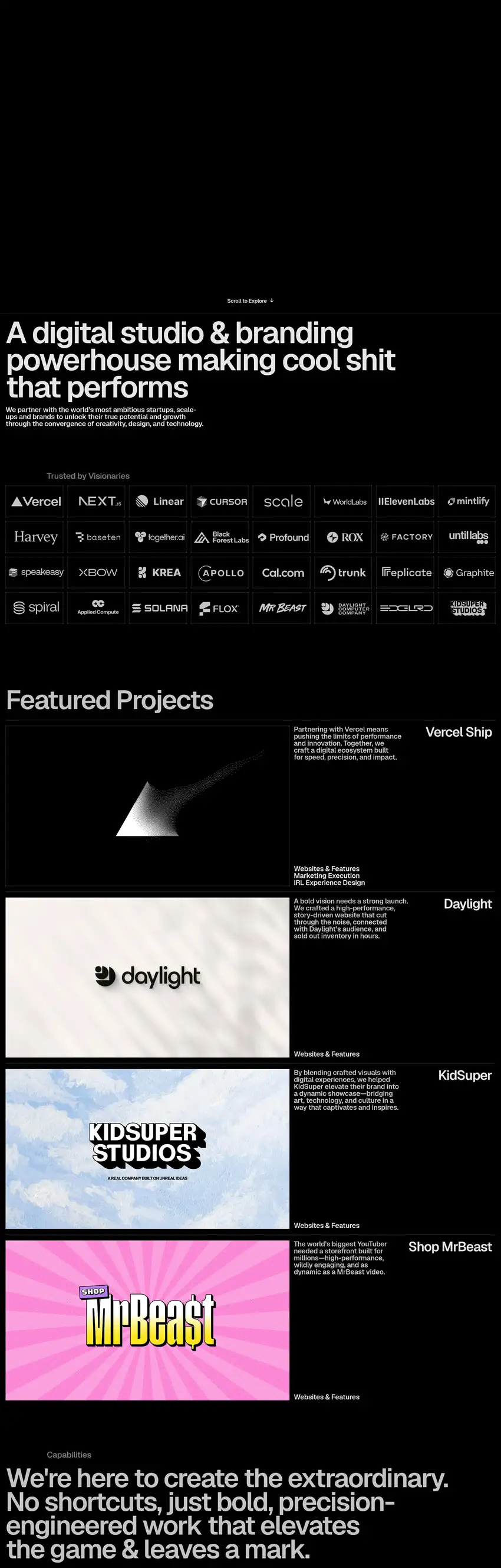 Captura de la web de Basement Studio