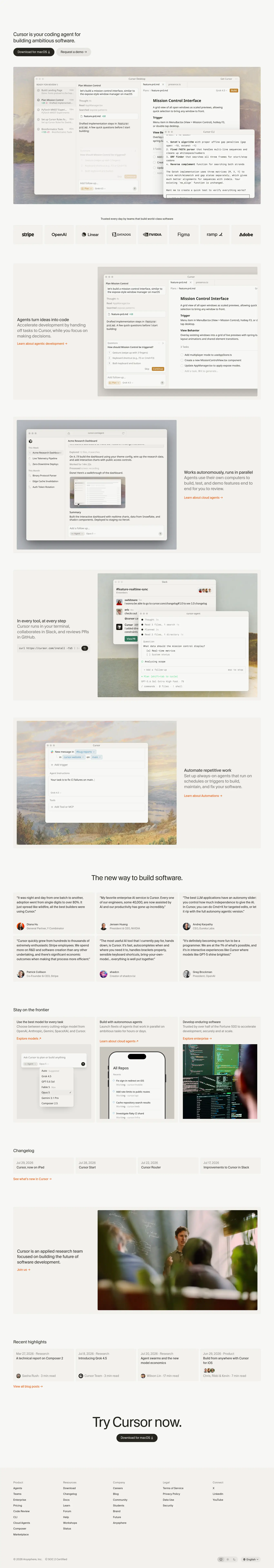 Captura completa de cursor.com en escritorio