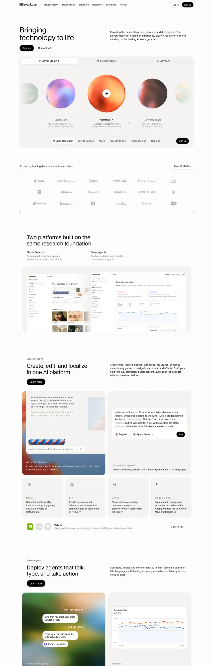 Captura de la web de ElevenLabs