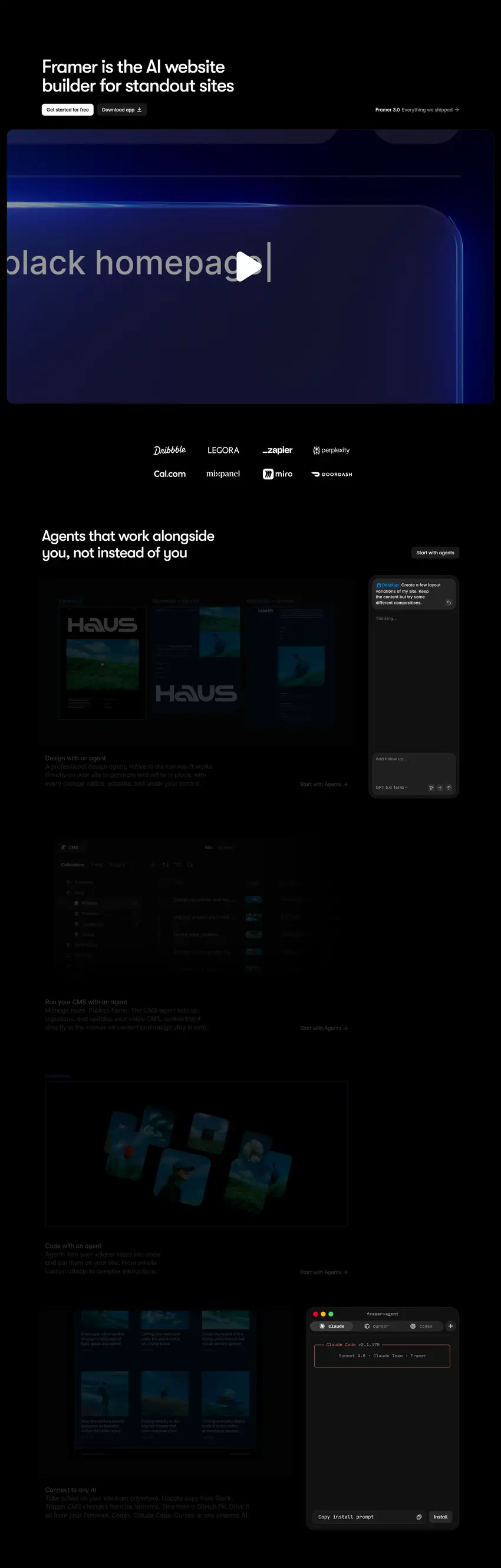 Captura de la web de Framer
