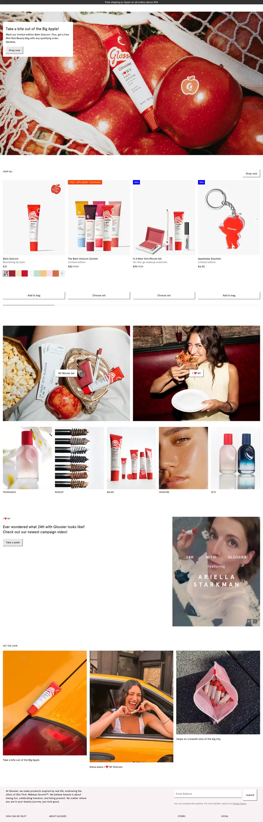 Captura de la web de Glossier