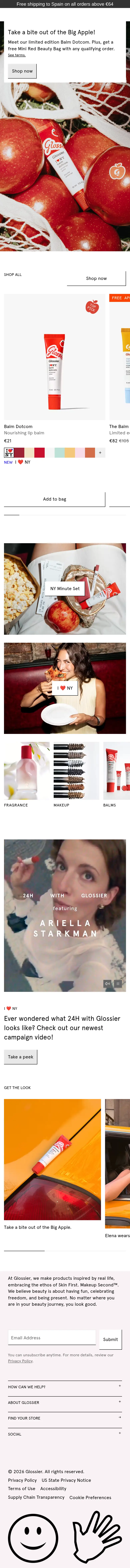 Captura completa de glossier.com en móvil