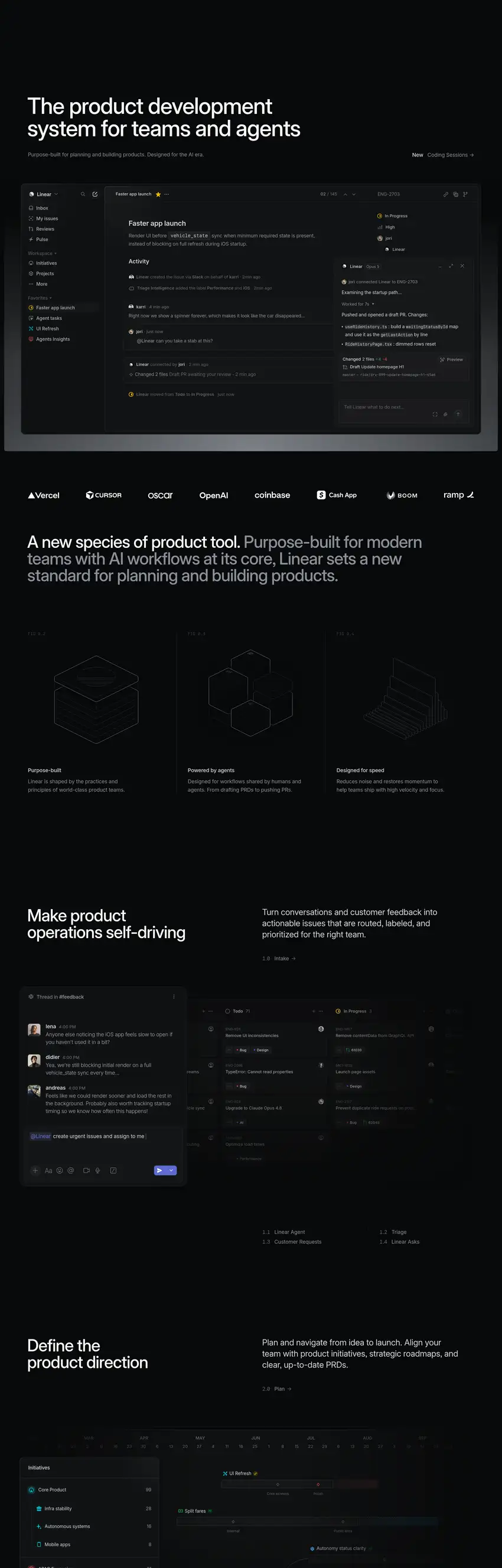 Captura de la web de Linear
