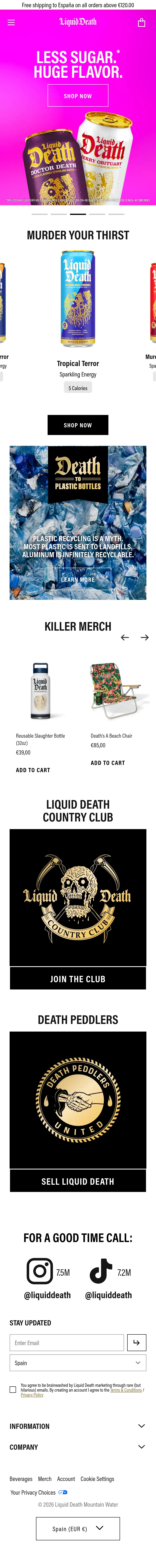 Captura completa de liquiddeath.com en móvil