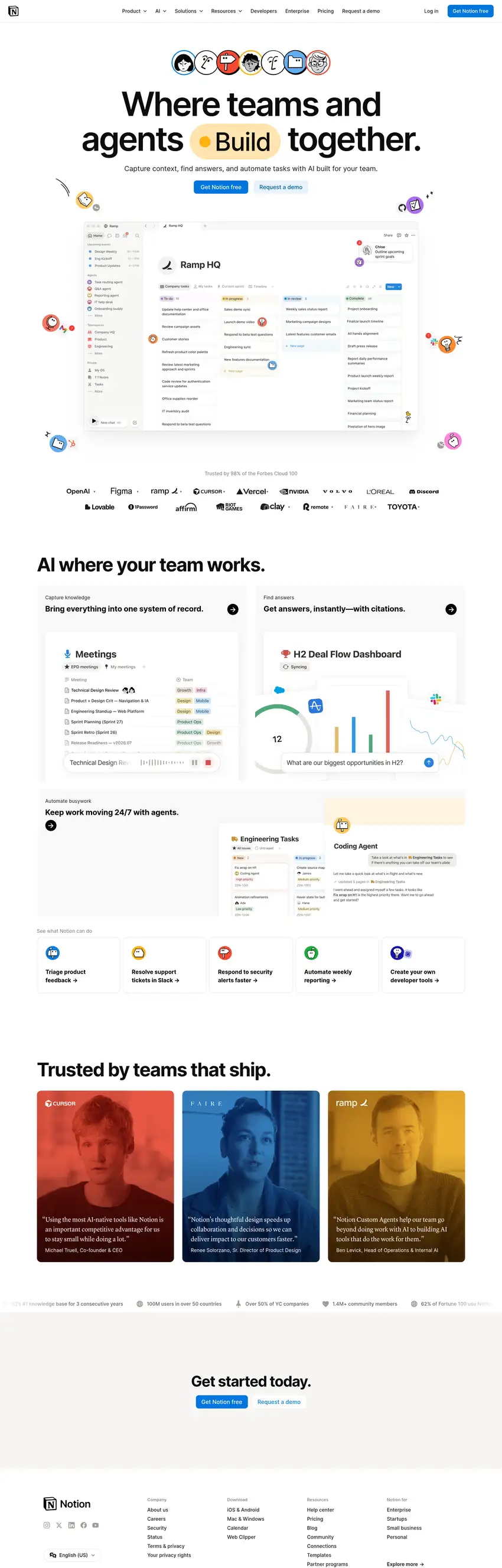 Captura de la web de Notion