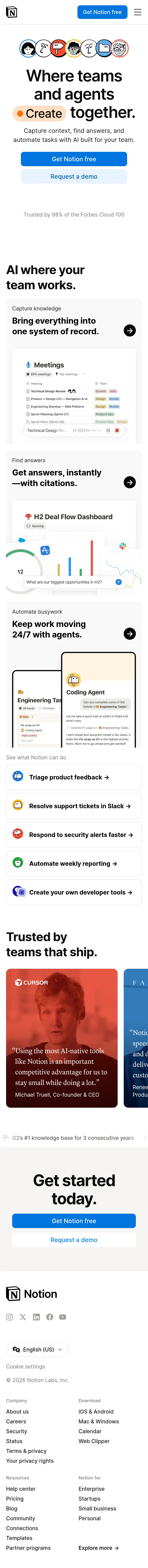 Captura completa de notion.com en móvil