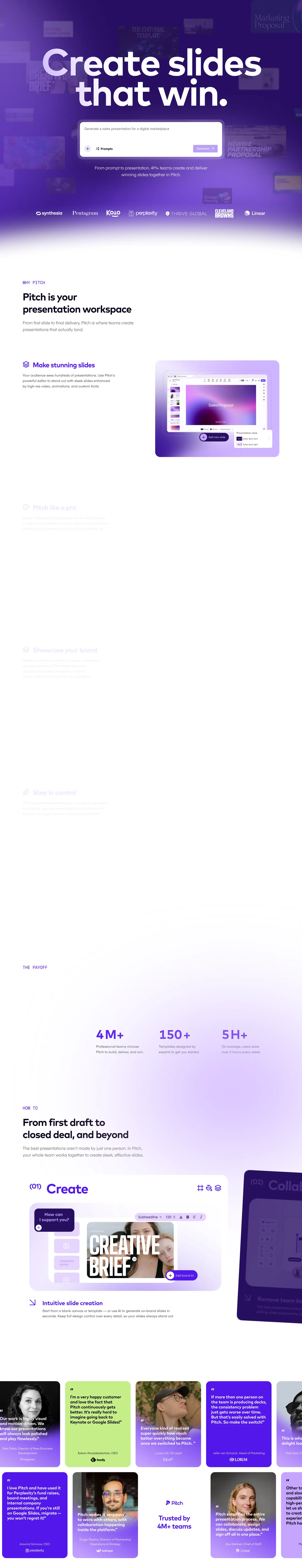 Captura completa de pitch.com en escritorio, parte 1 de 2