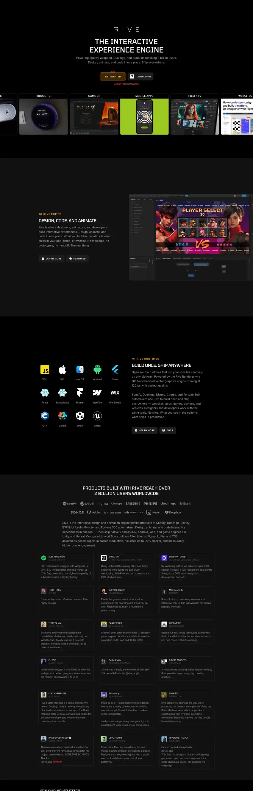 Captura de la web de Rive