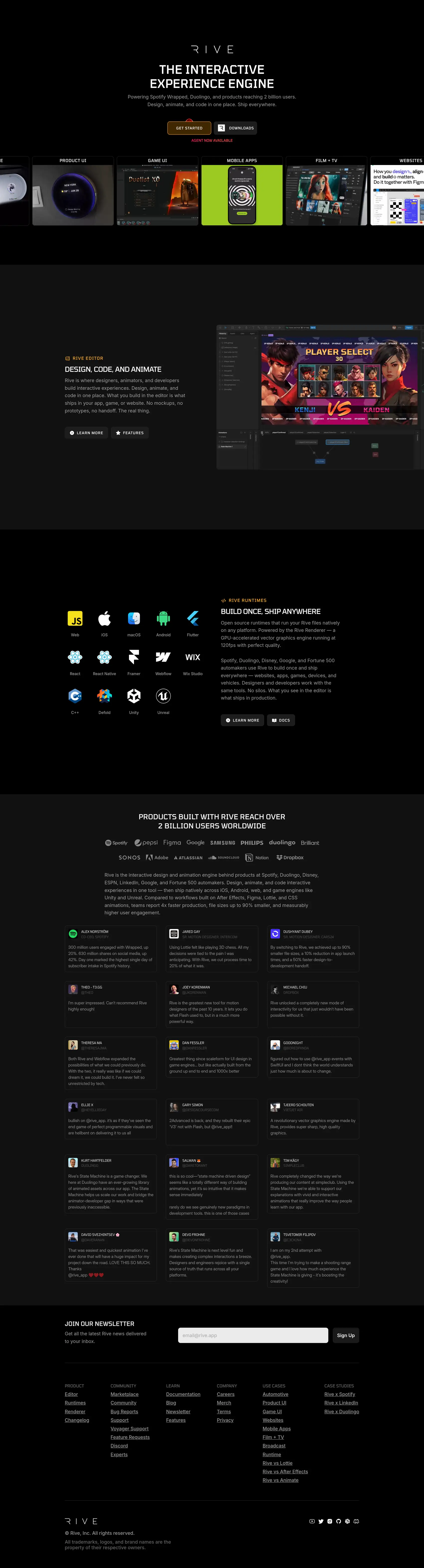 Captura completa de rive.app en escritorio