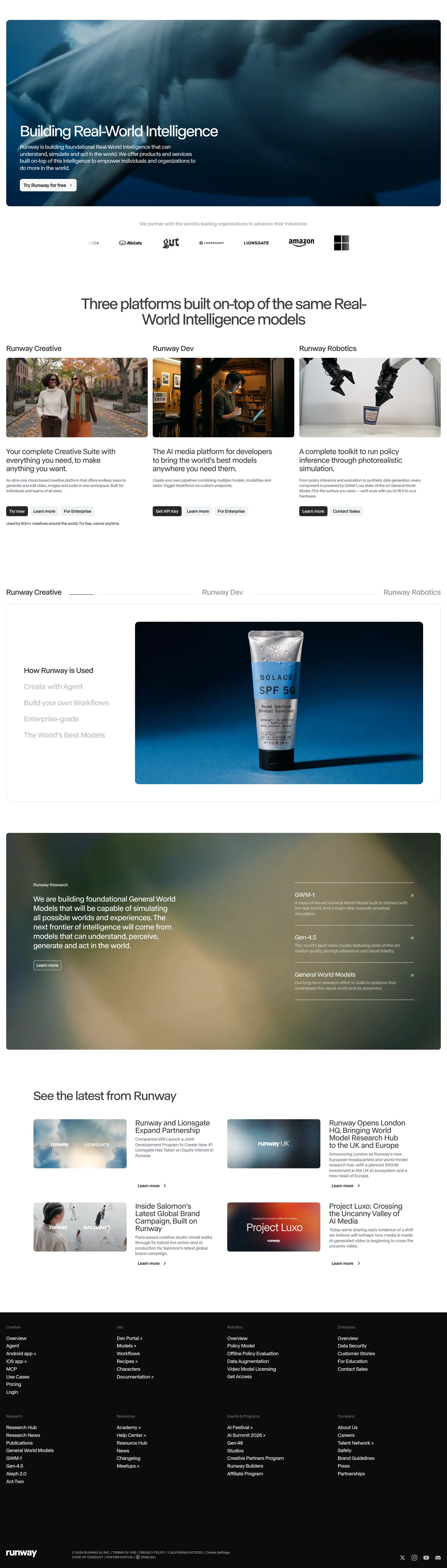 Captura completa de runwayml.com en escritorio