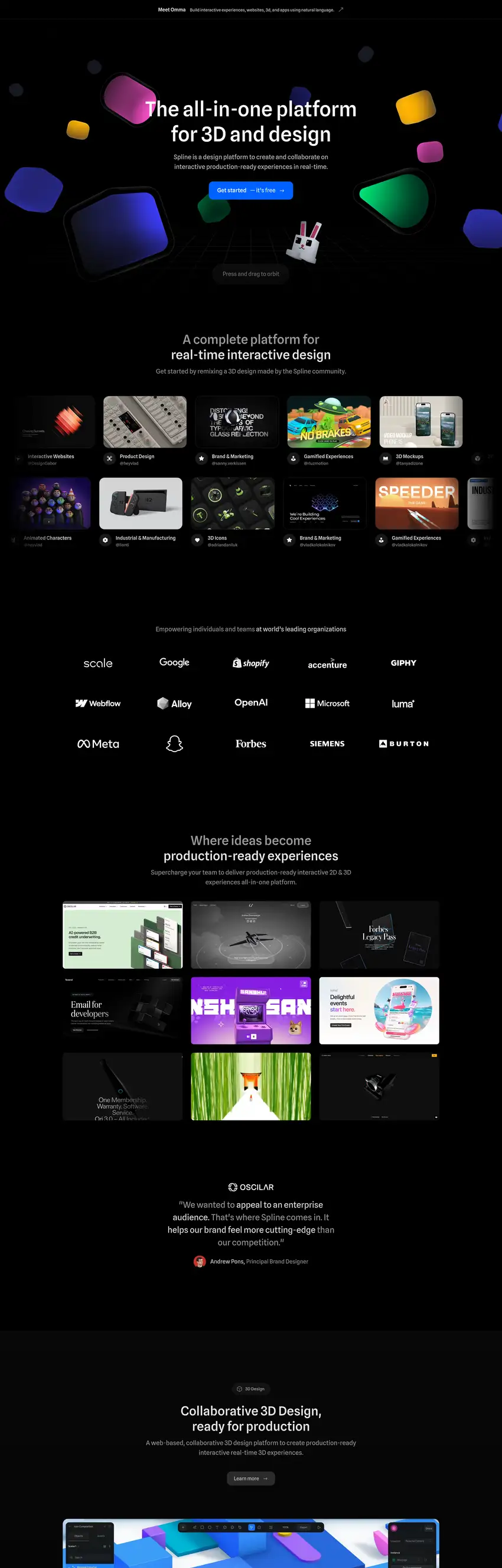 Captura de la web de Spline