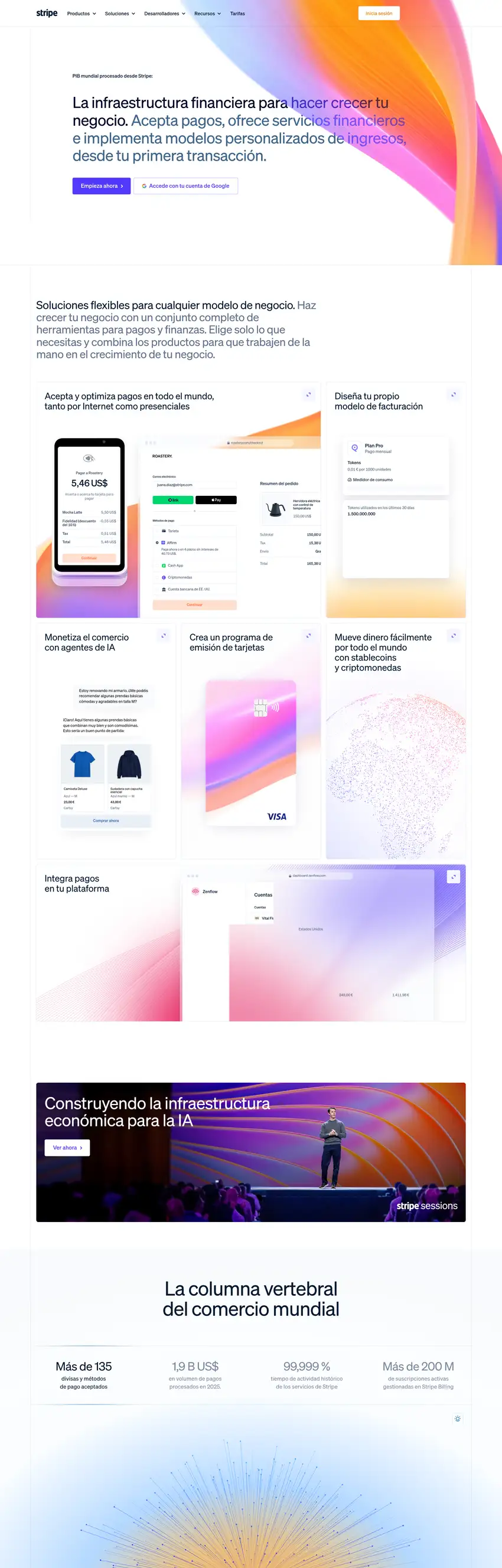 Captura de la web de Stripe