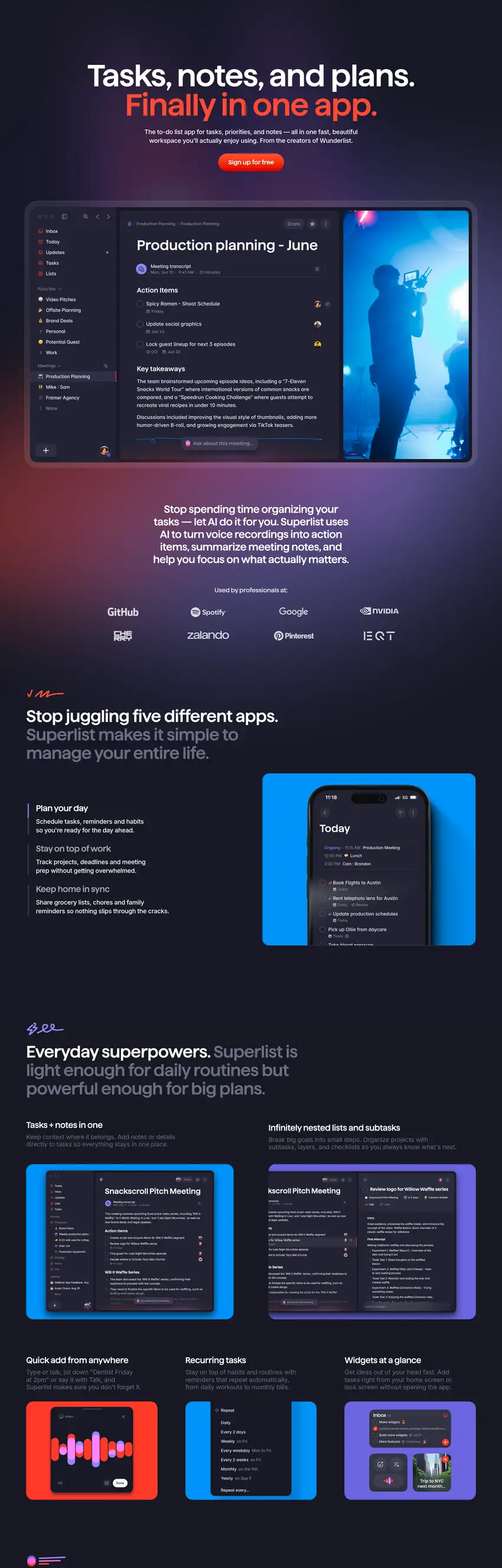Captura de la web de Superlist