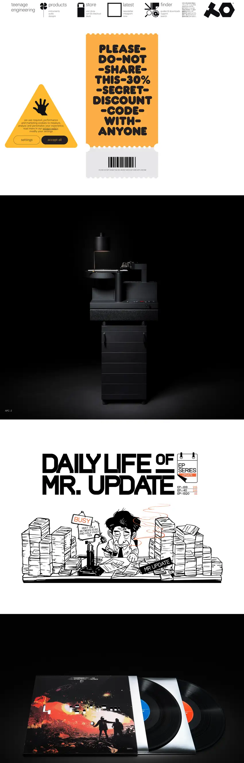 Captura de la web de Teenage Engineering